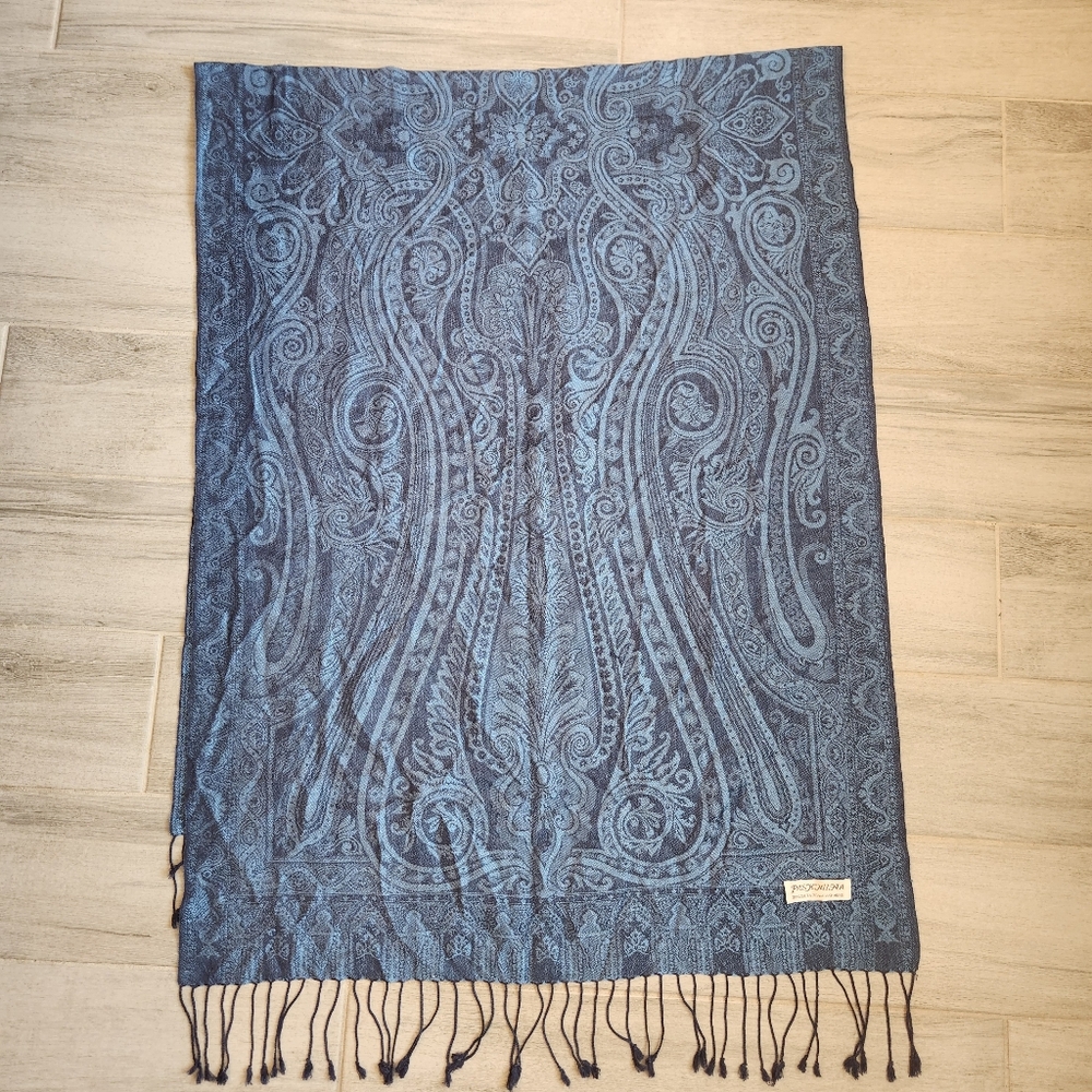 Pashmina Scarf women's Royal Blue Paisley Silk Cashmere Wrap Boho Classic Formal